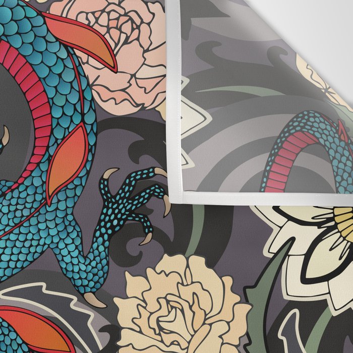 dragon tattoo dark Wall Tapestry Gallery Image 3