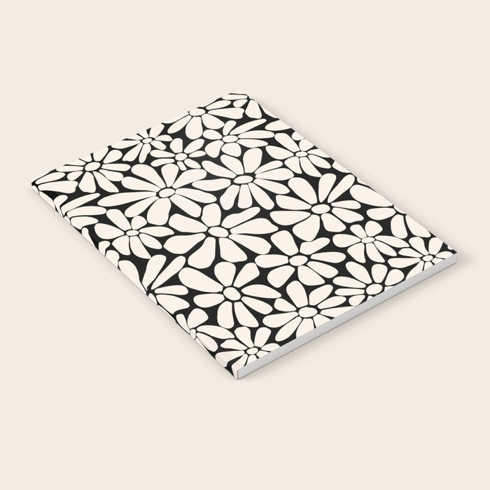 Black and White Retro Floral 2 Notebook Gallery Image 2