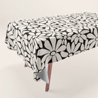 Black and White Retro Floral 2 Tablecloth Gallery Image 1