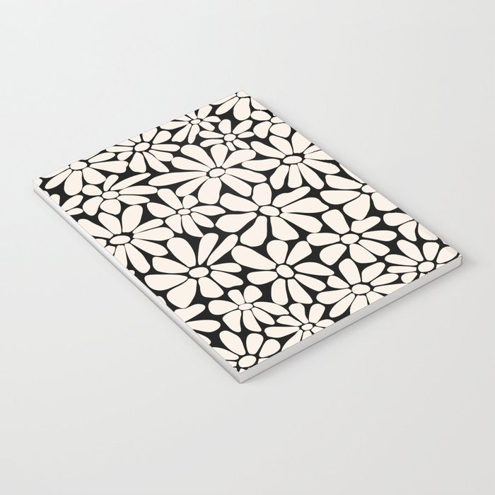 Black and White Retro Floral 2 Notebook Gallery Image 3