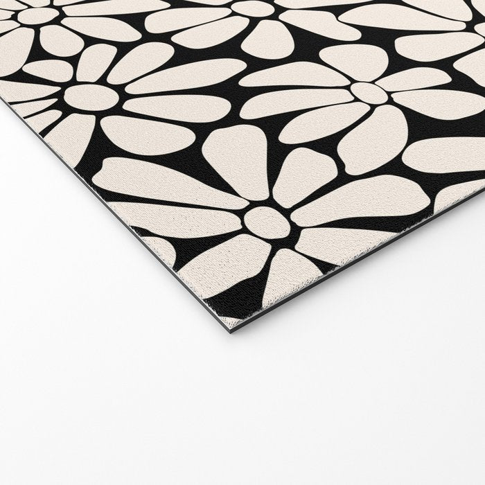 Black and White Retro Floral 2 Welcome Mat Gallery Image 2