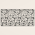 Black and White Retro Floral 2 Desk Mat Gallery Image 3