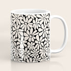 Black and White Retro Floral 2 Coffee Mug Gallery Image 1
