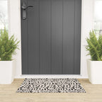 Black and White Retro Floral 2 Welcome Mat Gallery Image 3