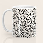 Black and White Retro Floral 2 Coffee Mug Gallery Image 3