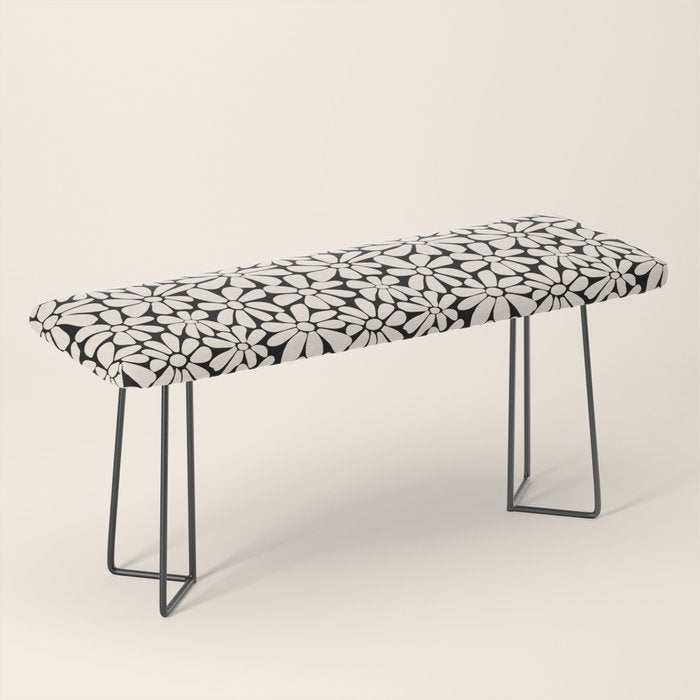 Black and White Retro Floral 2 Bench Gallery Image 1