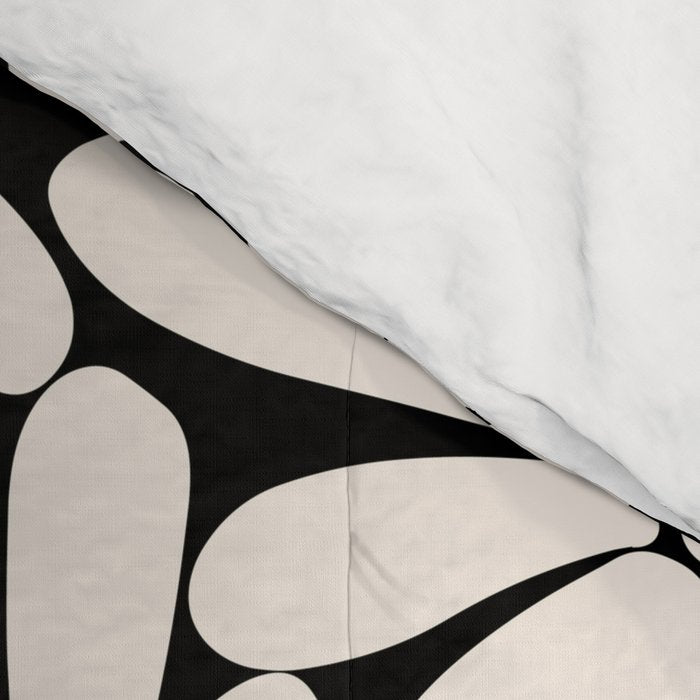 Black and White Retro Floral 2 Comforter Gallery Image 4