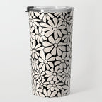 Black and White Retro Floral 2 Travel Mug Gallery Image 3
