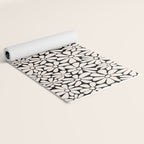 Black and White Retro Floral 2 Yoga Mat Gallery Image 2