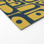 Mid Century Modern Piquet Abstract Multi Geometric Pattern in Navy Blue and Light Mustard Welcome Mat Gallery Image 2