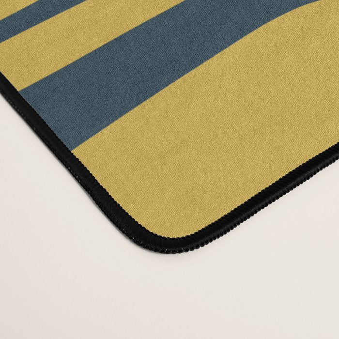 Mid Century Modern Piquet Abstract Multi Geometric Pattern in Navy Blue and Light Mustard Desk Mat Gallery Image 4