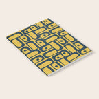 Mid Century Modern Piquet Abstract Multi Geometric Pattern in Navy Blue and Light Mustard Notebook Gallery Image 2