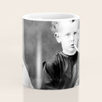 Boy And Chicken, Funny Black and White Old Photo Coffee Mug Gallery Image 4