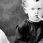 Boy And Chicken, Funny Black and White Old Photo Coffee Mug Gallery Image 2