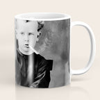Boy And Chicken, Funny Black and White Old Photo Coffee Mug Gallery Image 1
