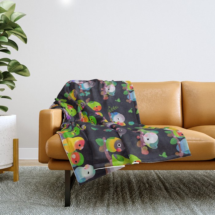 Lovebird - dark Throw Blanket Gallery Image 1