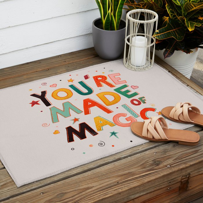You Are Made Of Magic - colorful letters Outdoor Rug Gallery Image 2