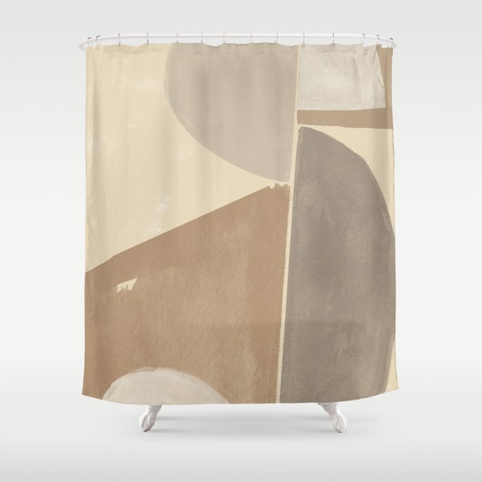 Organic Neutral Tones Shapes Shower Curtain Gallery Image 1