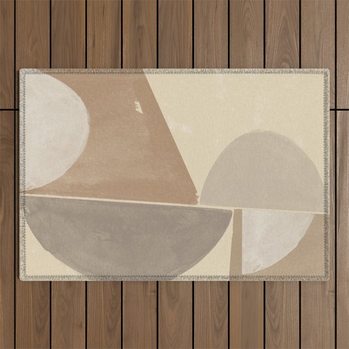 Organic Neutral Tones Shapes Outdoor Rug Gallery Image 1