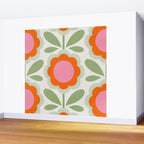 HELLO BOLD RETRO DAISY PATTERN 3. PINK AND GREEN Wall Mural Gallery Image 2
