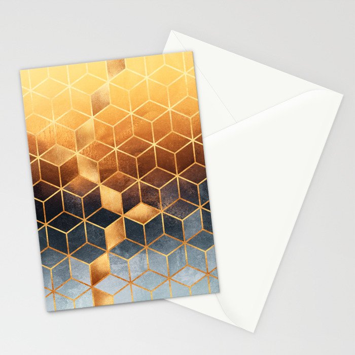 Golden Gradient Cubes Stationery Card Gallery Image 2
