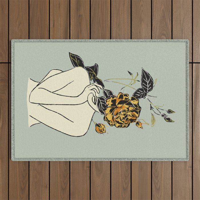 Rose Line Art  Outdoor Rug Gallery Image 1