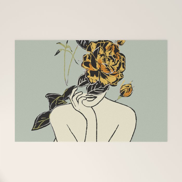 Rose Line Art  Welcome Mat Gallery Image 1