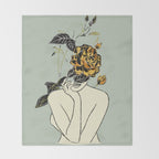 Rose Line Art  Throw Blanket Gallery Image 2