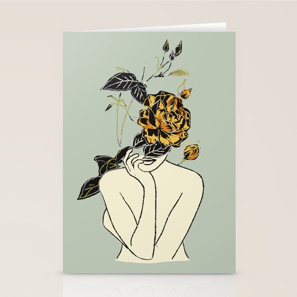 Rose Line Art  Stationery Card Gallery Image 1