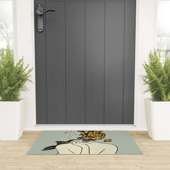 Rose Line Art  Welcome Mat Gallery Image 3