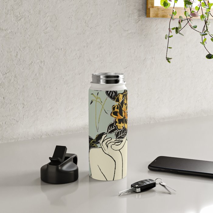 Rose Line Art  Water Bottle Gallery Image 4