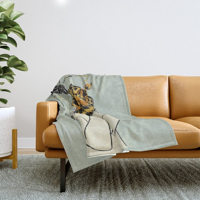 Rose Line Art  Throw Blanket Gallery Image 1