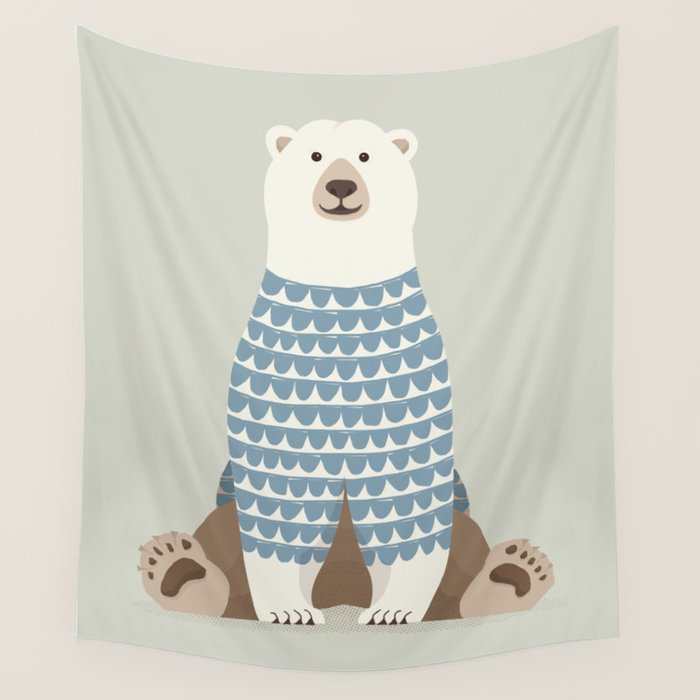 Whimsical Polar Bear Wall Tapestry Gallery Image 1