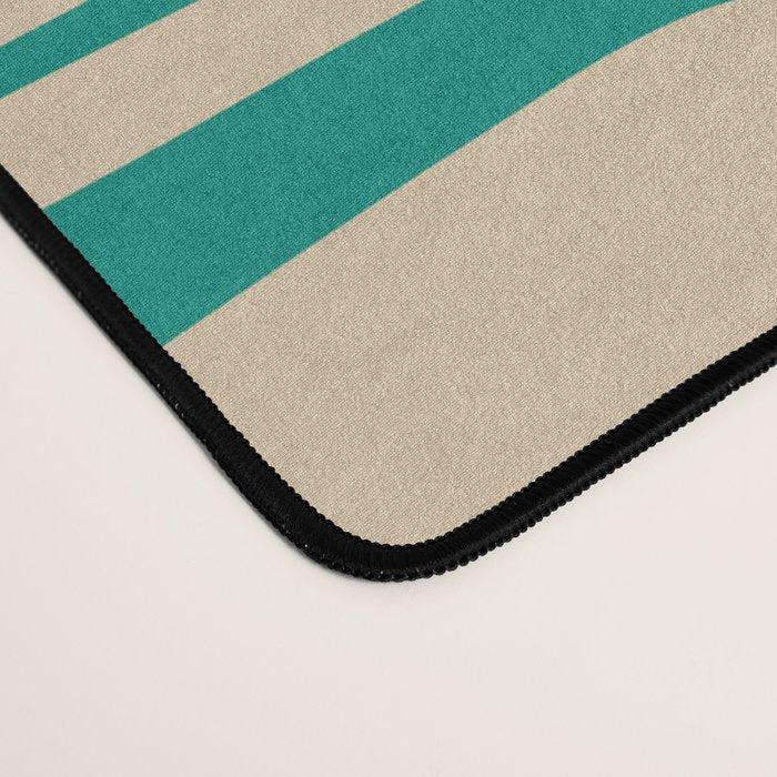 Mid Century Modern Piquet Abstract Multi Pattern in Mid Mod Teal Turquoise and Beige Desk Mat Gallery Image 4