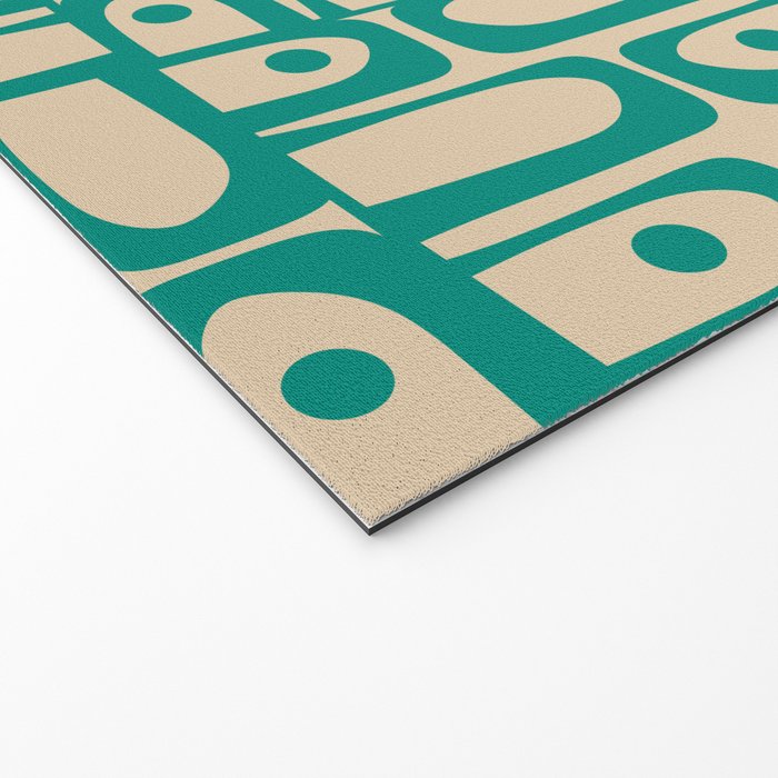 Mid Century Modern Piquet Abstract Multi Pattern in Mid Mod Teal Turquoise and Beige Welcome Mat Gallery Image 2