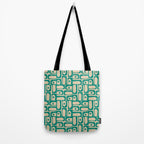 Mid Century Modern Piquet Abstract Multi Pattern in Mid Mod Teal Turquoise and Beige Tote Bag Gallery Image 2
