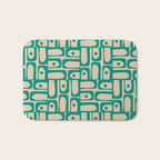Mid Century Modern Piquet Abstract Multi Pattern in Mid Mod Teal Turquoise and Beige Bath Mat Gallery Image 1