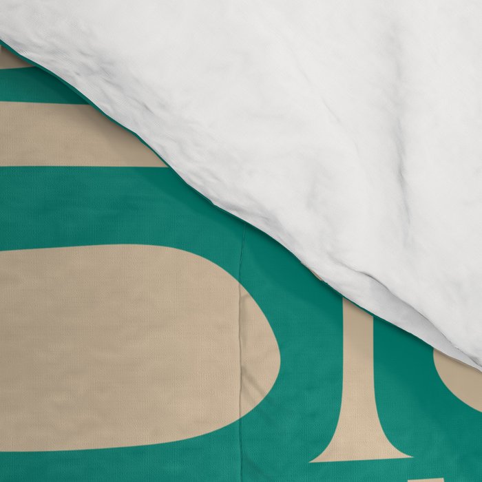 Mid Century Modern Piquet Abstract Multi Pattern in Mid Mod Teal Turquoise and Beige Comforter Gallery Image 4