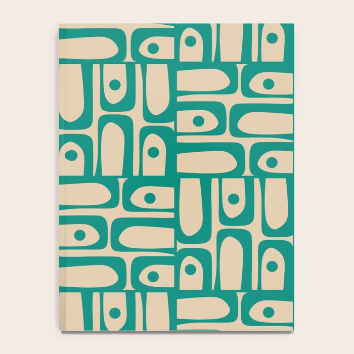 Mid Century Modern Piquet Abstract Multi Pattern in Mid Mod Teal Turquoise and Beige Notebook Gallery Image 4
