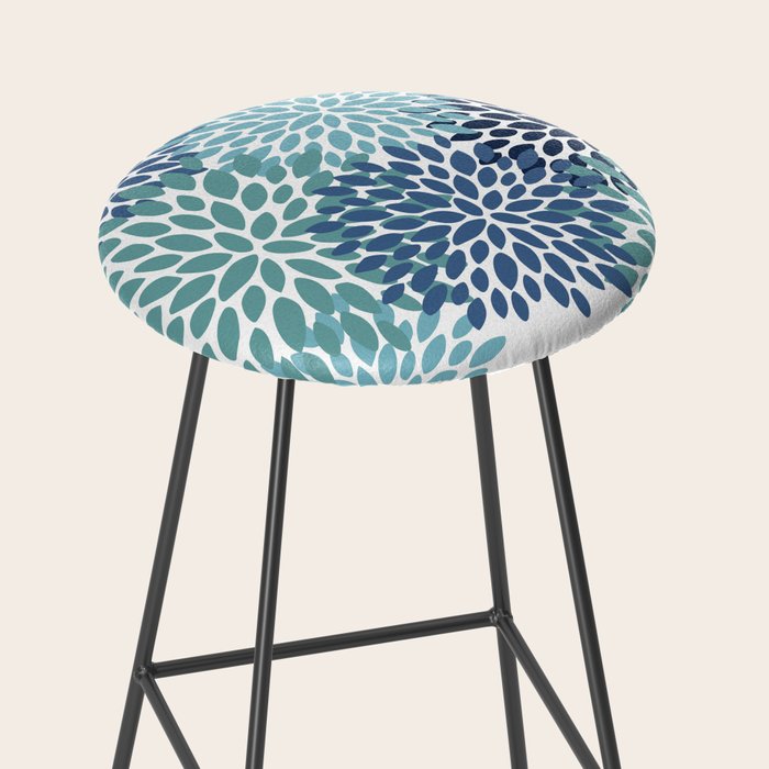 Floral Blooms, Navy, Blue and Teal Stool Gallery Image 2