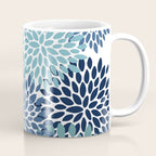 Floral Blooms, Navy, Blue and Teal Coffee Mug Gallery Image 1