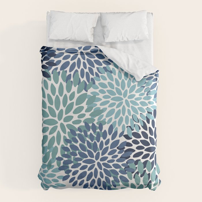 Floral Blooms, Navy, Blue and Teal Duvet Cover Gallery Image 6