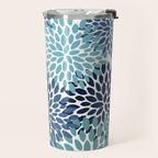 Floral Blooms, Navy, Blue and Teal Travel Mug Gallery Image 2