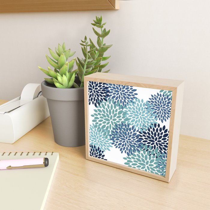 Floral Blooms, Navy, Blue and Teal Mini Art Print Gallery Image 2