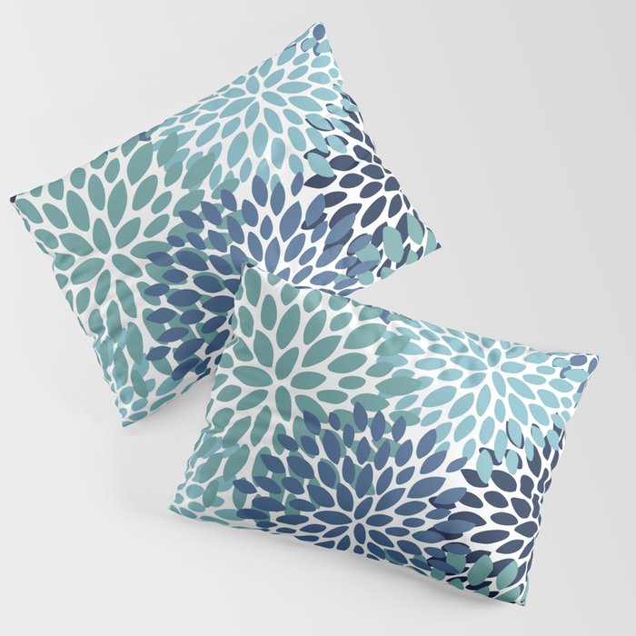 Floral Blooms, Navy, Blue and Teal Pillow Sham Gallery Image 1