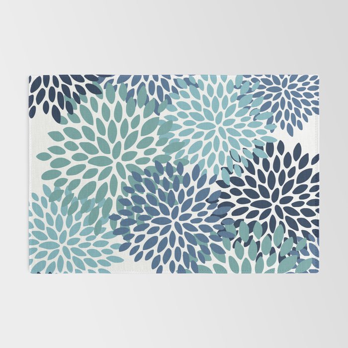 Floral Blooms, Navy, Blue and Teal Rug Gallery Image 2
