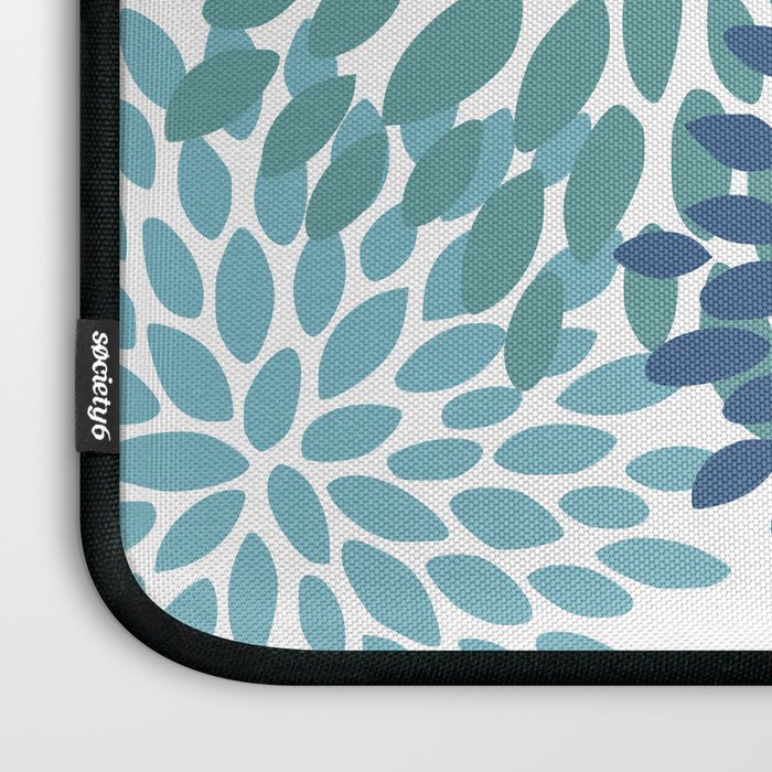 Floral Blooms, Navy, Blue and Teal Laptop Sleeve Gallery Image 3