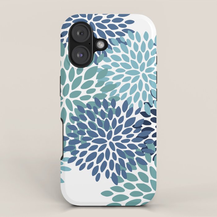 Floral Blooms, Navy, Blue and Teal iPhone Case Gallery Image 1