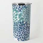 Floral Blooms, Navy, Blue and Teal Travel Mug Gallery Image 1