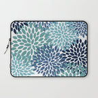 Floral Blooms, Navy, Blue and Teal Laptop Sleeve Gallery Image 1